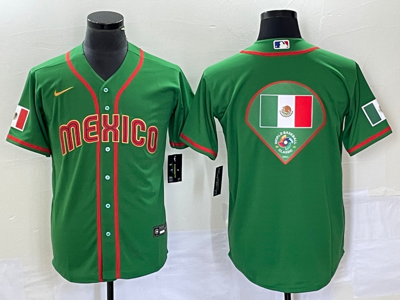 Men's Mexico Baseball 2023 Green World Baseball Classic Team Big Logo Stitched Jersey